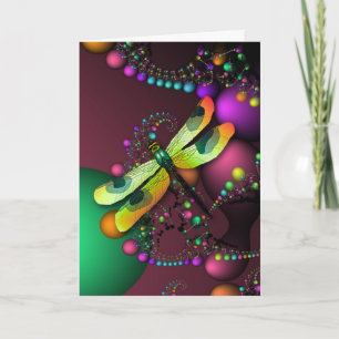 Fractal Dragonfly Birthday Card