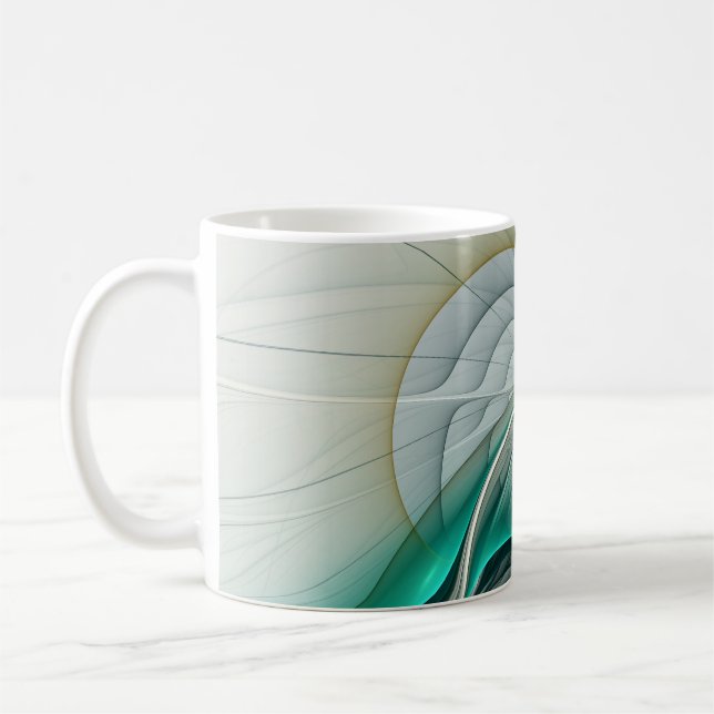Fractal Evolution, Golden Turquoise Abstract Art Coffee Mug (Left)