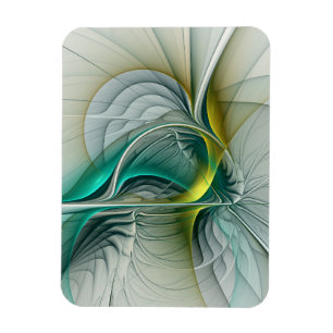 Fractal Evolution, Golden Turquoise Abstract Art Magnet