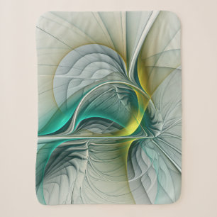Fractal Evolution, Golden Turquoise Abstract Art Sherpa Blanket