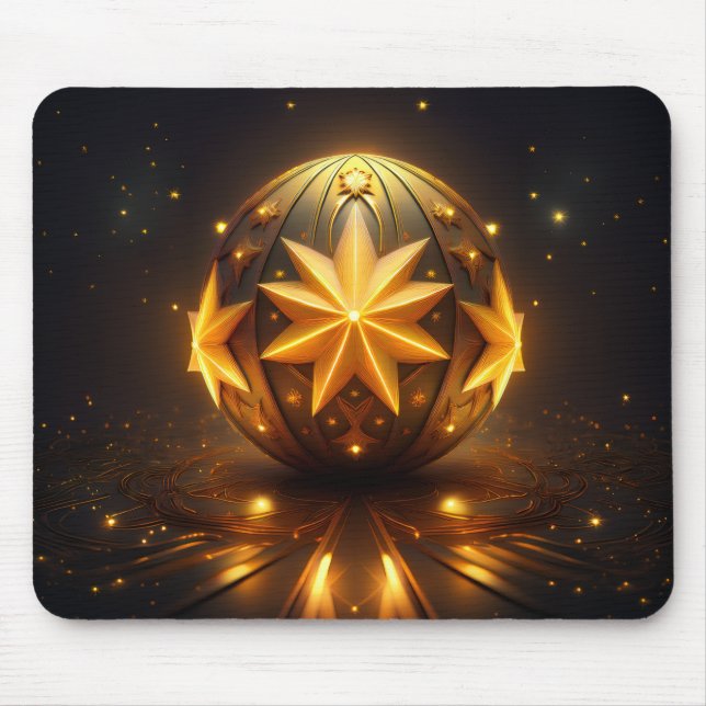 Fractal Fantasy Bronze Sphere Gold Stars  Mouse Pad (Front)