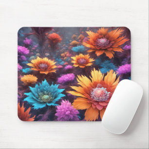 Fractal Fantasy Flowers Mouse Pad