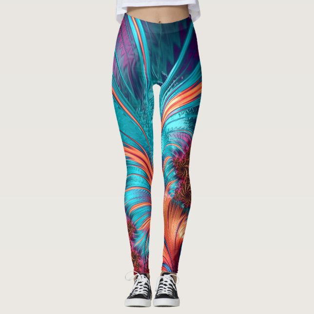 Fractal Feather Swirl Leggings (Front)