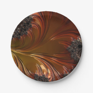 Fractal, feathery ,copper paper plate