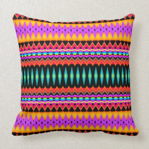 Fractal Fiesta Bright Colours Throw Pillow