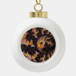 Fractal Firestorm Sphere Ceramic Ball Christmas Ornament