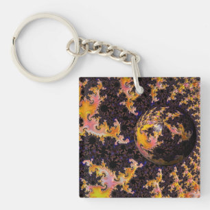 Fractal Firestorm Sphere Keychain
