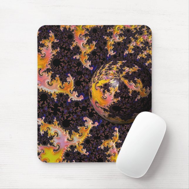 Fractal Firestorm Sphere Mouse Pad (With Mouse)