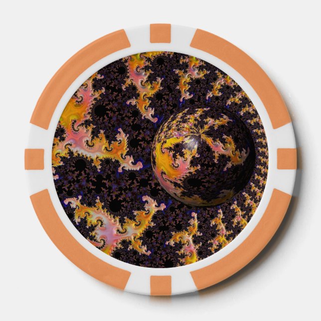 Fractal Firestorm Sphere Poker Chips (Front)