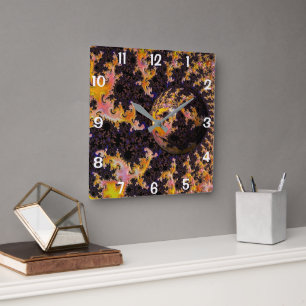 Fractal Firestorm Sphere Square Wall Clock