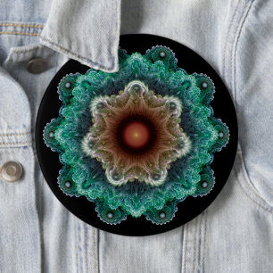 Fractal flamboyant ornament 6 inch round button