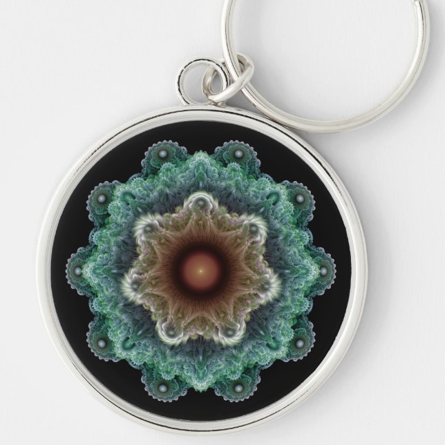 Fractal flamboyant ornament keychain (Front)