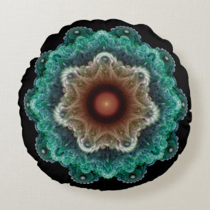 Fractal flamboyant ornament round pillow
