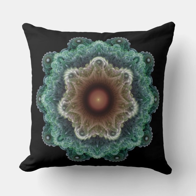 Fractal flamboyant ornament throw pillow (Front)