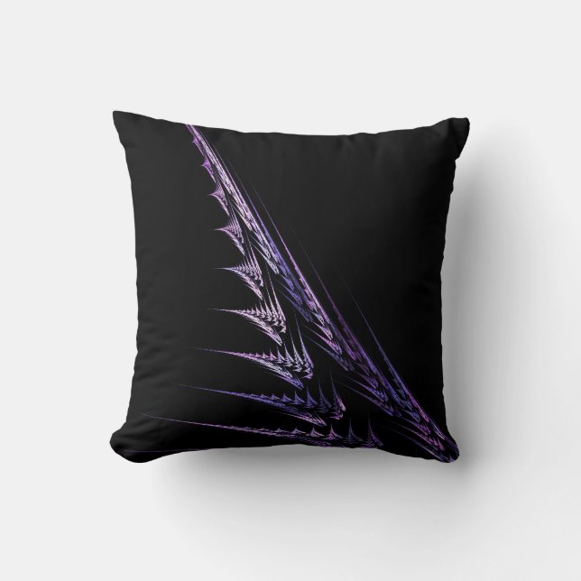 Fractal Flame Pattern Purple Black Throw Pillow (Front)