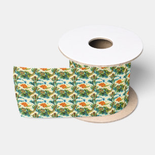 Fractal Floral in the Clouds Satin Ribbon