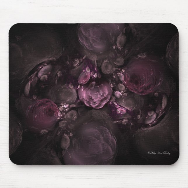 Fractal Floral Red Pinks Mouse Pad (Front)