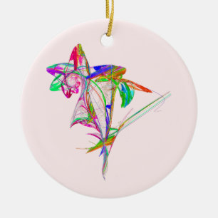 Fractal - Flower and Bud Ceramic Ornament