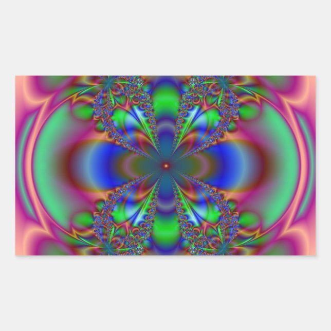 Fractal Flower In Multi Colours Sticker (Front)