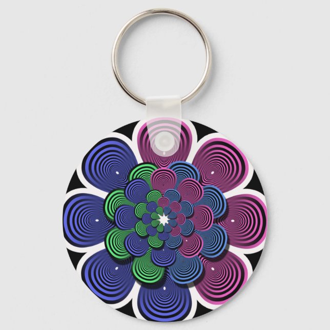 Fractal Flower Keychain (Front)