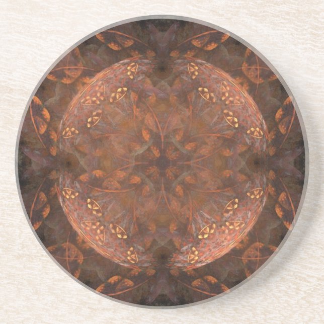Fractal Flowers Sandstone Coaster (Front)