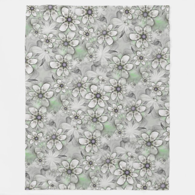 Fractal Flowers seamless pattern I + your ideas Fleece Blanket (Front)