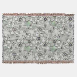 Fractal Flowers seamless pattern I + your ideas Throw Blanket