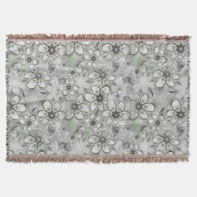 Fractal Flowers seamless pattern I + your ideas Throw Blanket (Front)