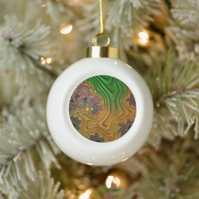Fractal Forest Ceramic Ball Christmas Ornament (Tree)