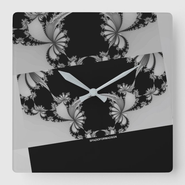 Fractal Garden grey Square Wall Clock (Front)