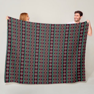 Fractal Geometric Fleece Blanket, Black, Classic Blanket