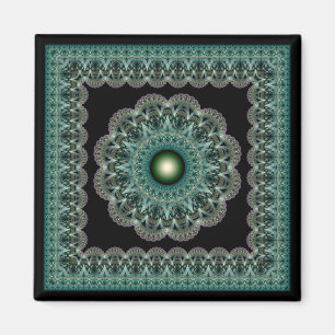 Fractal glossy framed ornate mandala magnet