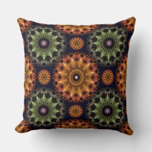 Fractal glossy frilly star pattern throw pillow