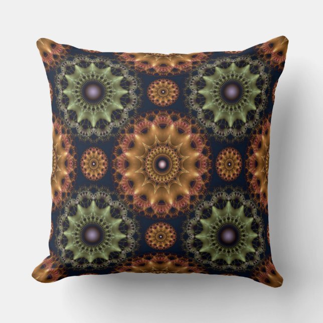 Fractal glossy frilly star pattern throw pillow (Front)