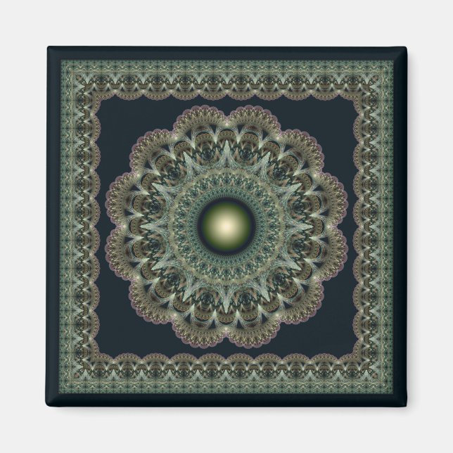 Fractal glossy kaleidoscopic pattern magnet (Front)