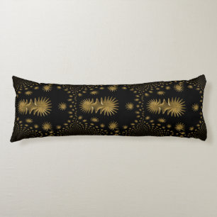 Fractal golden stars body pillow