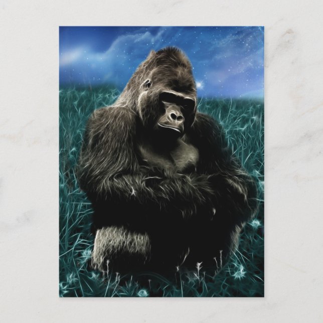 Fractal Gorilla in the meadow Postcard (Front)