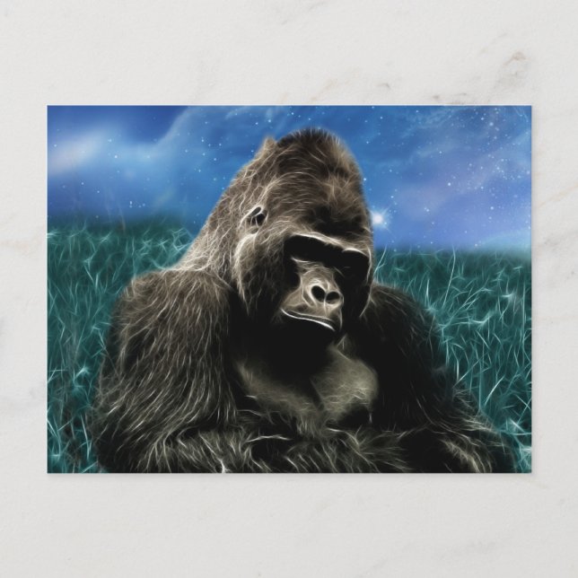 Fractal Gorilla in the meadow Postcard (Front)