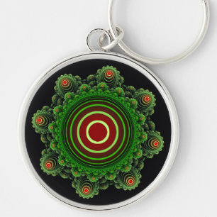Fractal green fairy ornament keychain