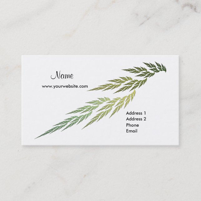Fractal Green Leaves Business Card (Front)