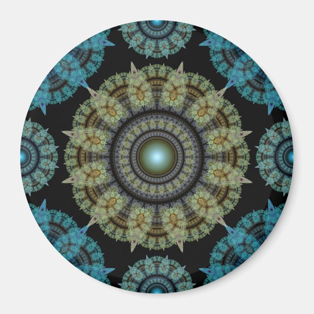 Fractal green mosaic pattern magnet (Front)