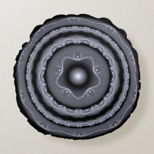 Fractal grey visionary decoration round pillow
