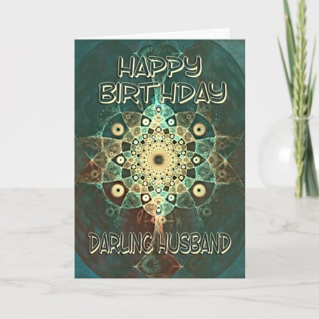 Fractal grunge birthday card for a darling husband (Front)
