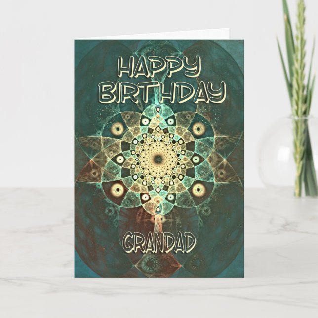 Fractal grunge birthday card for a grandad (Front)