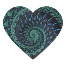 Fractal Heart in Blues & Greens