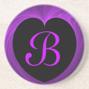 Fractal Heart Series-7---Purple coaster