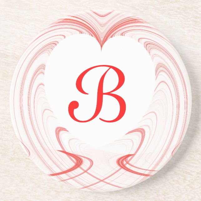 Fractal Heart Series---White & Red coaster (Front)
