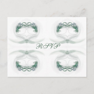 Fractal Hearts Green RSVP Invitation Postcard