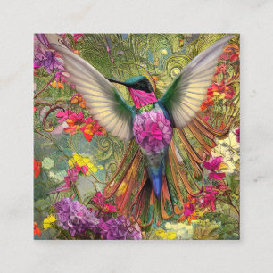 Fractal Hummingbird Gem Graphic Square Business Card