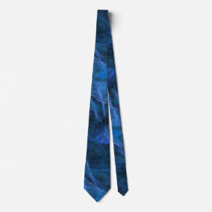 Fractal Indigo Swirls Abstract Mens Neck Tie